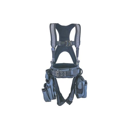 SUPER ANCHOR SAFETY Small - Gray Frame/Silver Webbing Deluxe Full Body Harness with All-Pakka Tool Bag Combo 6151-GSS